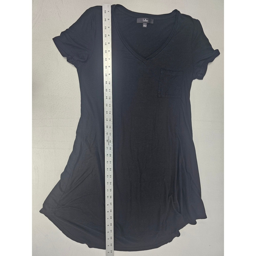 Lulus Black V Neck Short Sleeve Pocket T Shirt Dress Size L - Picture 5 of 5